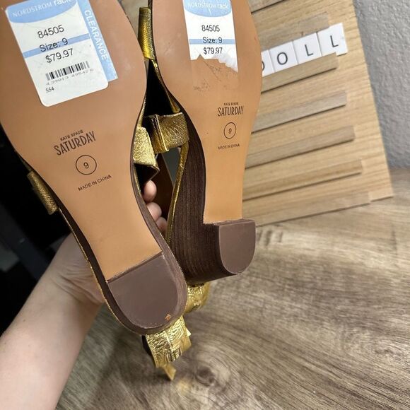 Kate Spade Saturday Women’s 9 Brand New Gold Strappy Sandals Metallic NWT New - Picture 8 of 13